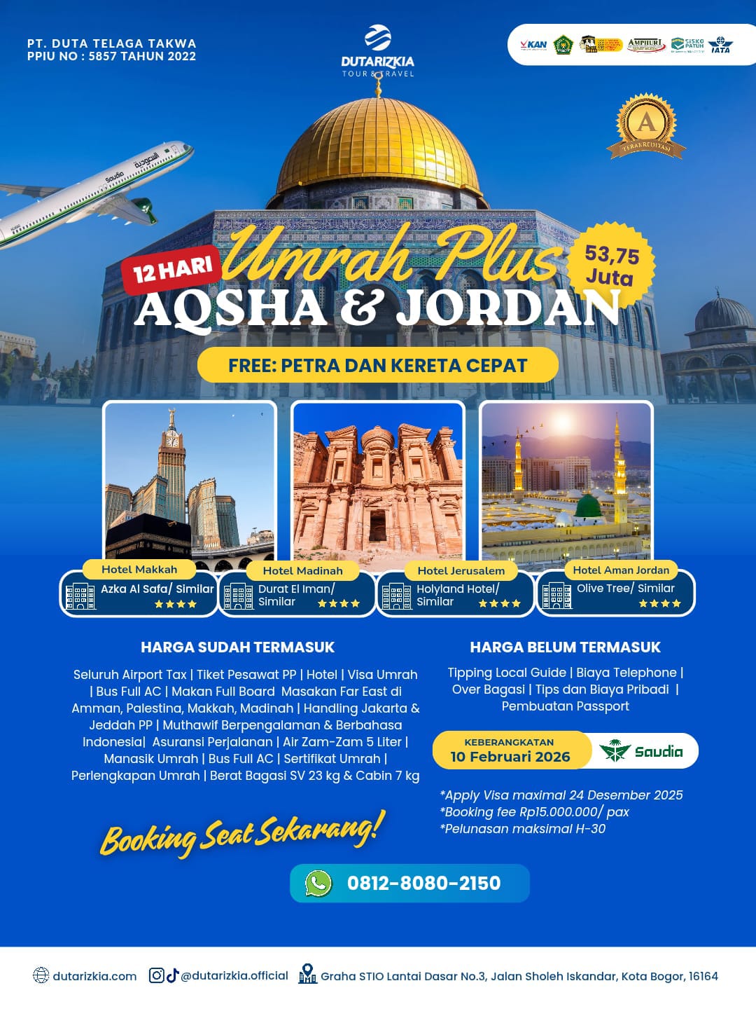 UMRAH PLUS AQSHO & JORDAN AWAL TAHUN 2026